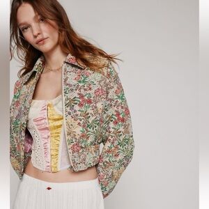 UO Kimchi Blue Evelyn Cropped Bomber Jacket - L